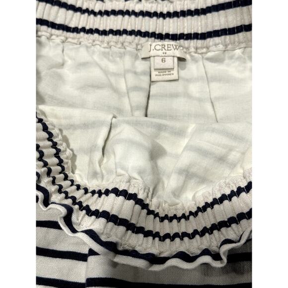 J. Crew Outlet Skirt Blue and White Striped Skirt Linen Size 6 - Picture 2 of 3